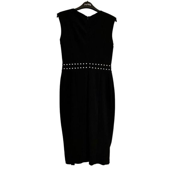 Joseph Ribkoff Sleeveless Studded Zipper Knee Length Black Shift Dress SZ 4 - Picture 2 of 5